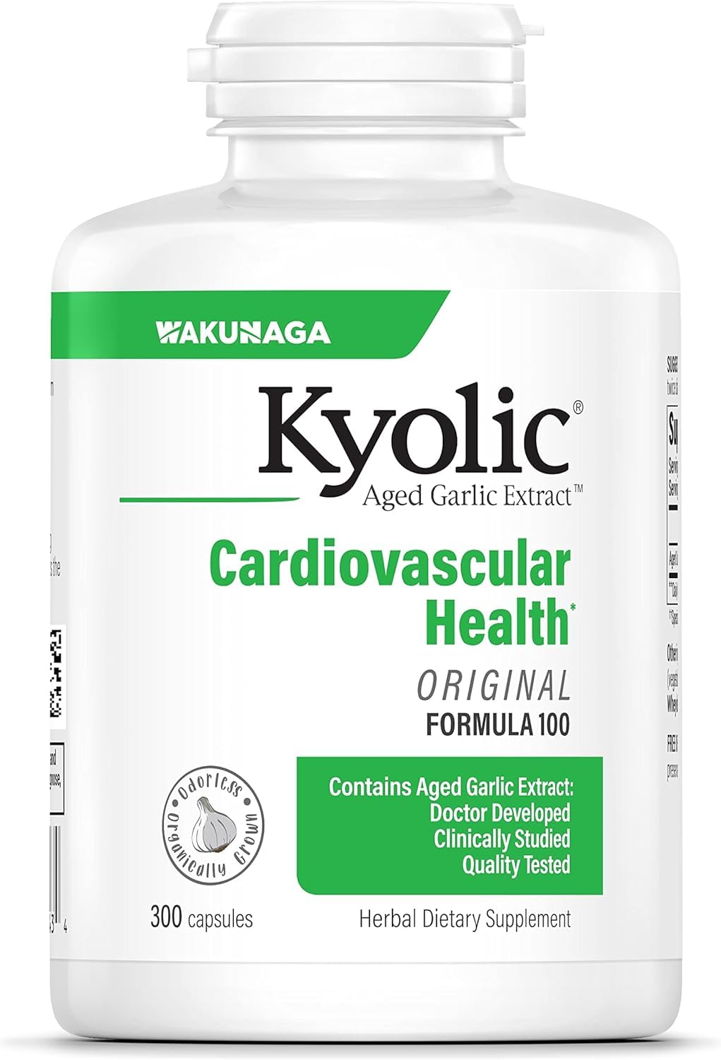 Kyolic 100 bottle front view shows original formula for daily cardiovascular support.
