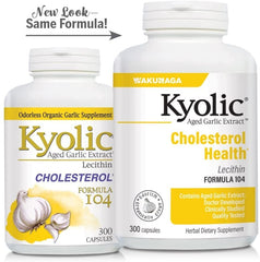 Kyolic 104 garlic extract with lecithin two-pack box; easy to store and use.