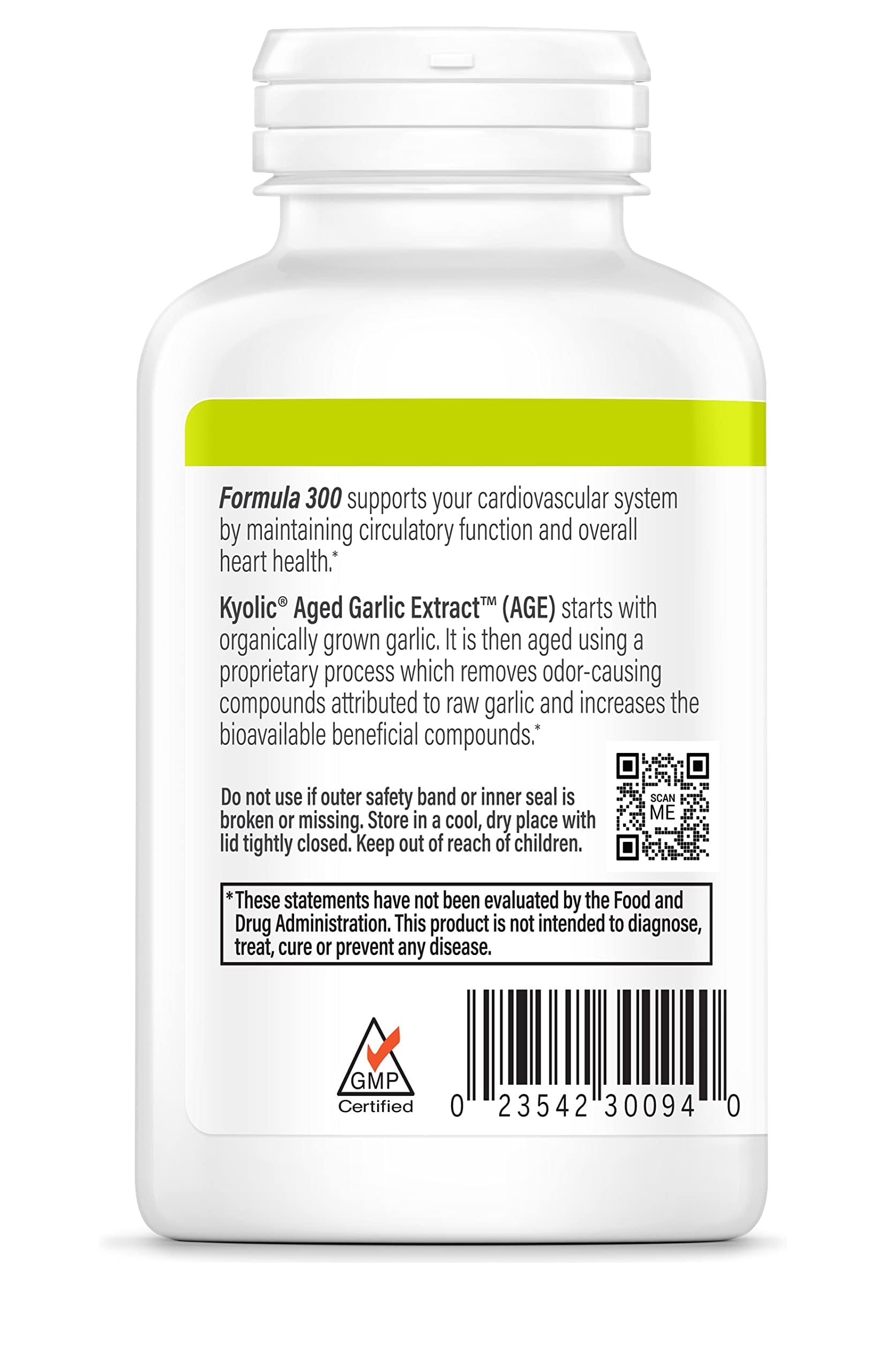Kyolic Aged Garlic Extract 300 capsules with glass of water for daily use.
