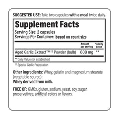 Kyolic Aged Garlic Extract Formula 100 label closeup showcasing organic origin