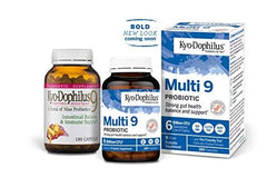 Kyolic Kyo-Dophilus 180 capsules bottle showcasing gluten-free and dairy-free formulation.