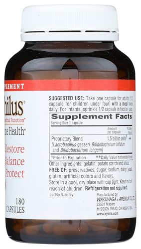 Kyolic Kyo-Dophilus packaging side shows guaranteed stability