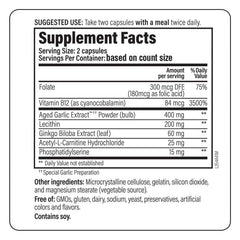 Kyolic Neuro-Logic ingredient blend with Ginkgo Biloba aids cognitive function.