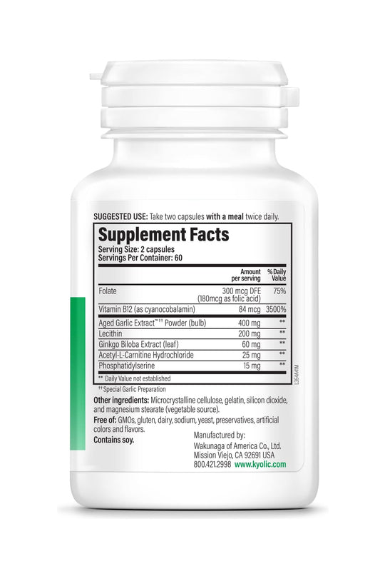 Kyolic Neuro-Logic odorless formula eliminates garlic odor while supporting brain health.