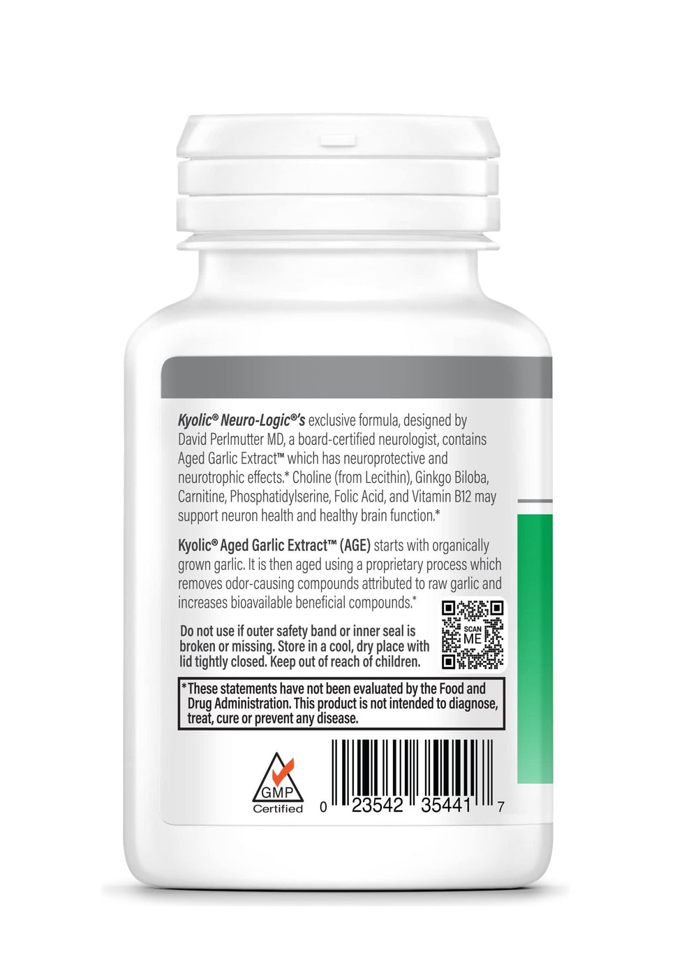 Kyolic Specialty Series Neuro-Logic bottle designed by Dr. Perlmutter.
