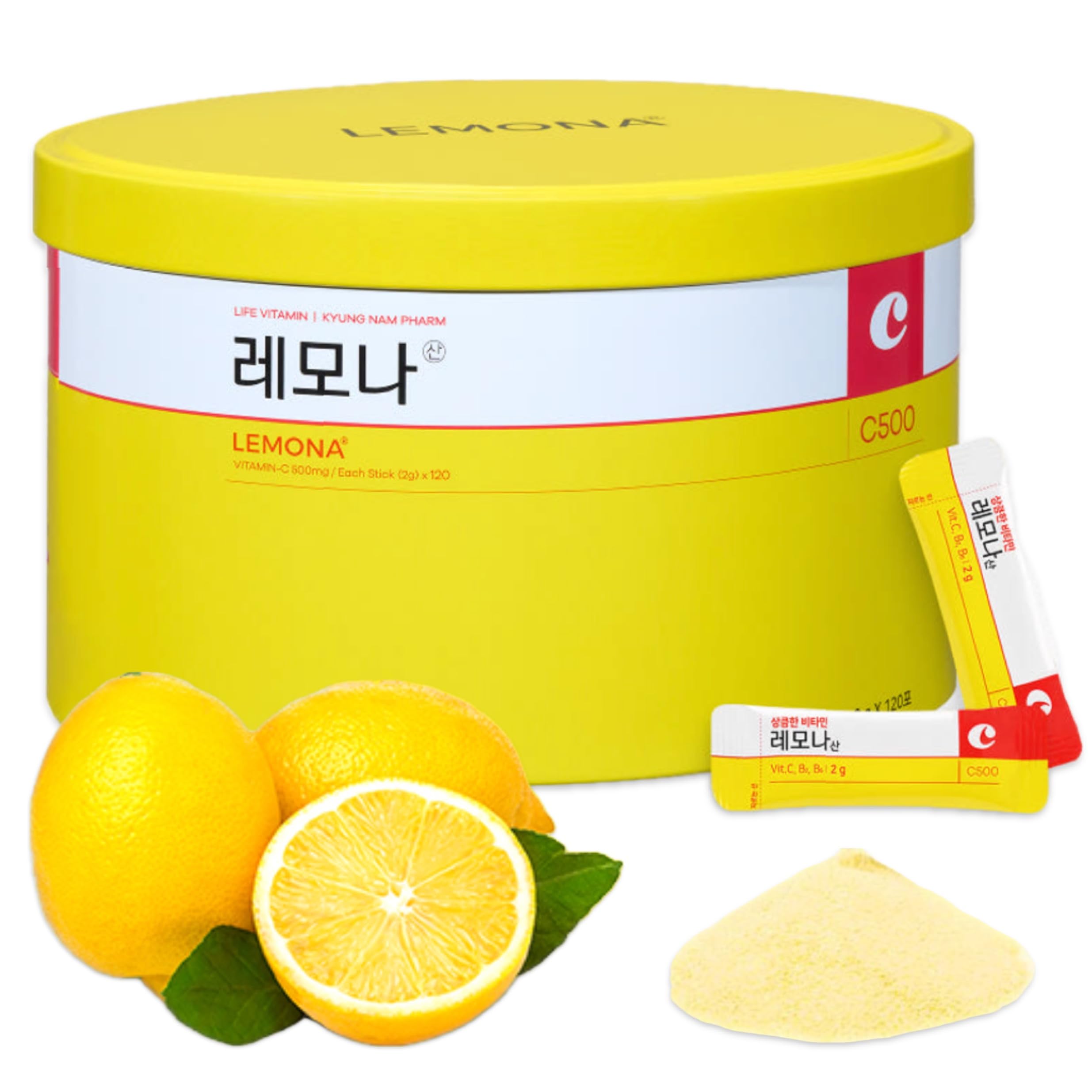 Kyung Nam Pharm LEMONA stick with lemon flavor for a quick daily vitamin C boost.