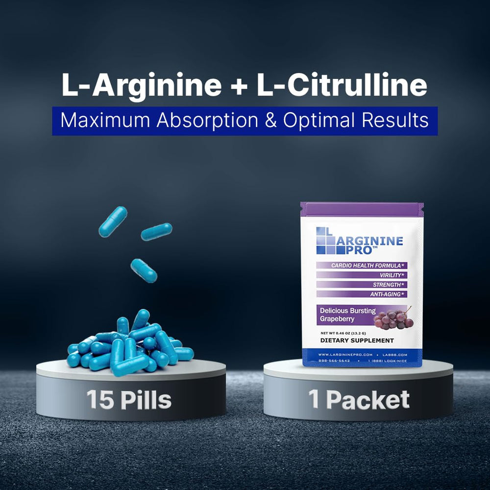 L-ARGININE PRO grapeberry flavor in vibrant packaging for taste.