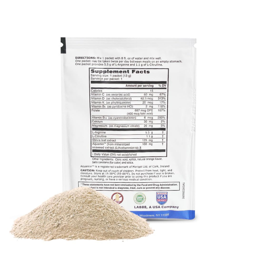 L-ARGININE PRO raspberry flavor single-serve packet for endurance