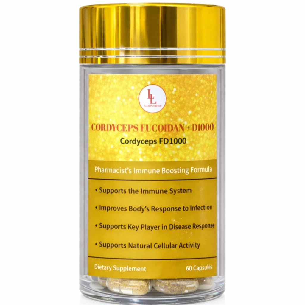 L & L Supplement Cordyceps FD1000 bottle front view for daily immune support.