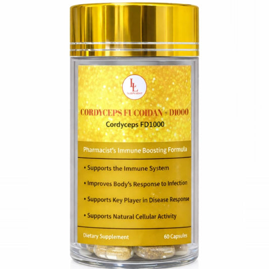 L & L Supplement Cordyceps FD1000 bottle front view for daily immune support.