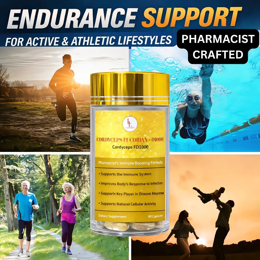 L & L Supplement Cordyceps FD1000 bottle with glass of water for easy intake.