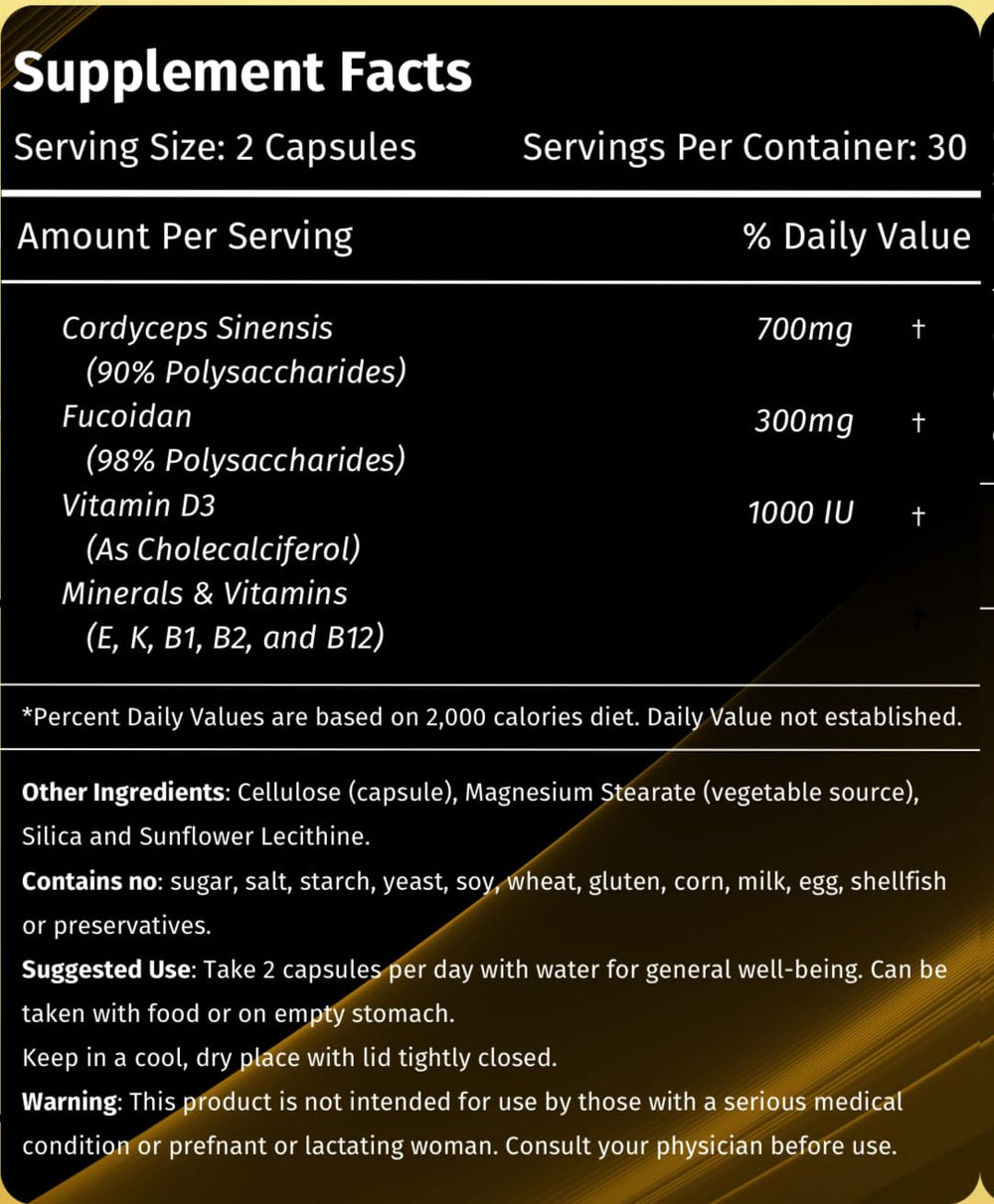 L & L Supplement Cordyceps FD1000 image illustrating daily use routine.