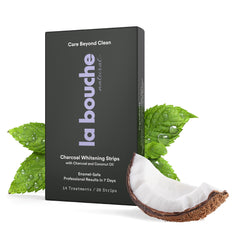 La Bouche Natural charcoal strips pack front for an easy whitening routine