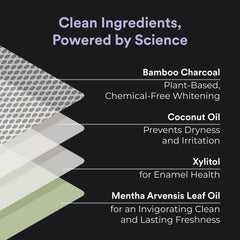 La Bouche Natural charcoal strip close-up on teeth for at-home whitening