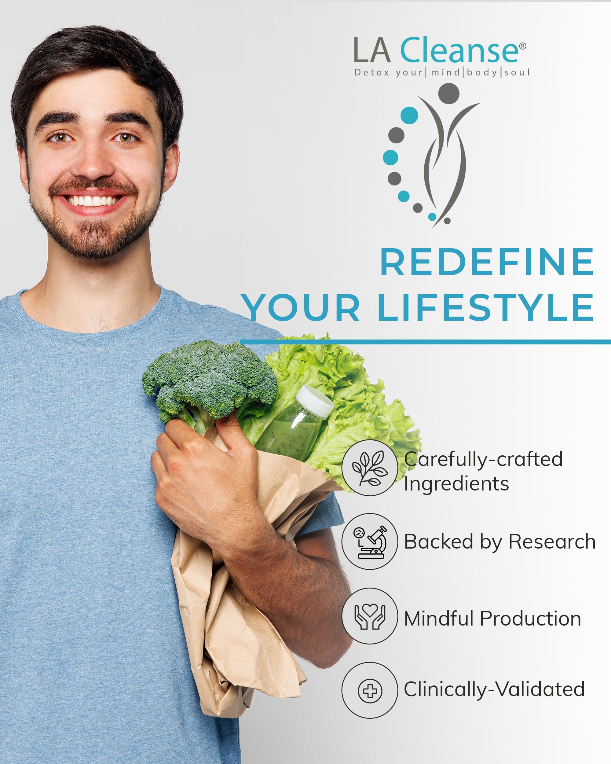 LA Cleanse Water Flush travel pack image suggests portability.