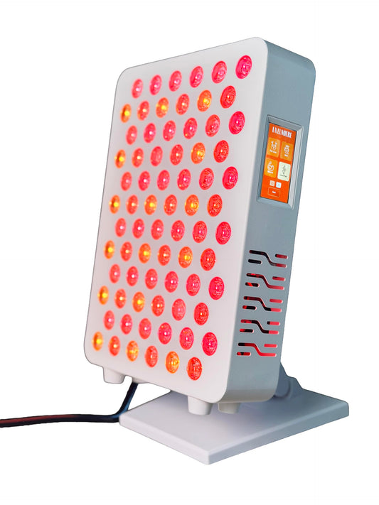 La Lumiere Therapy panel face close-up highlights 72 LEDs for versatile facial sessions.