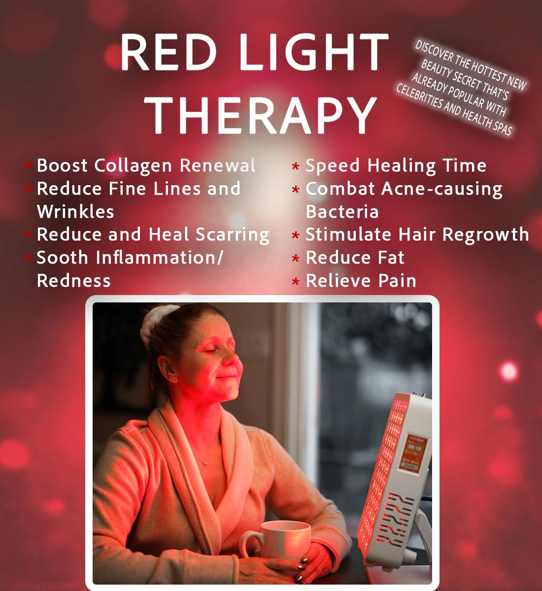 La Lumiere Therapy panel remote control enables quick adjustments during sessions.