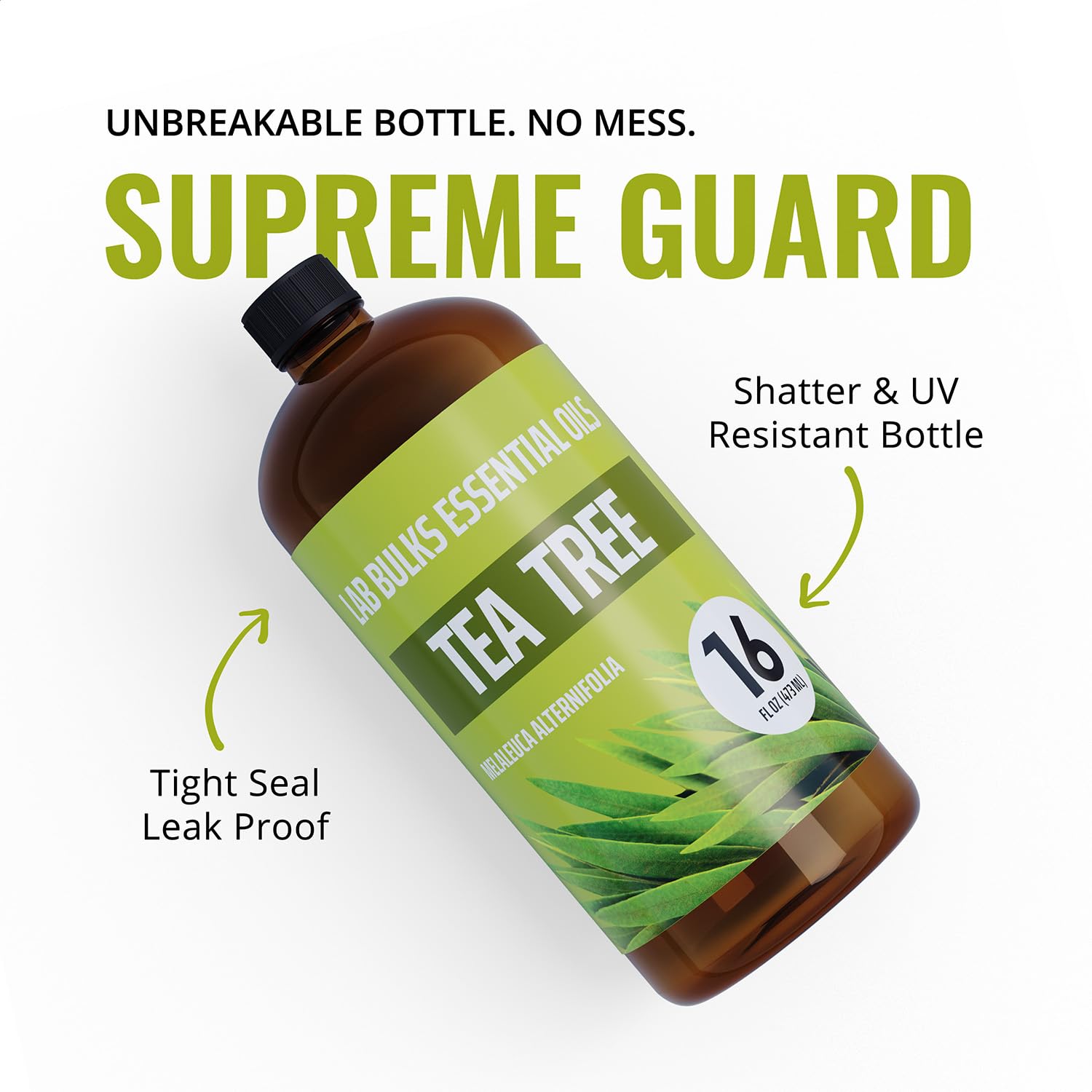 Sourced from Indian tea tree leaves and steam-distilled purity.