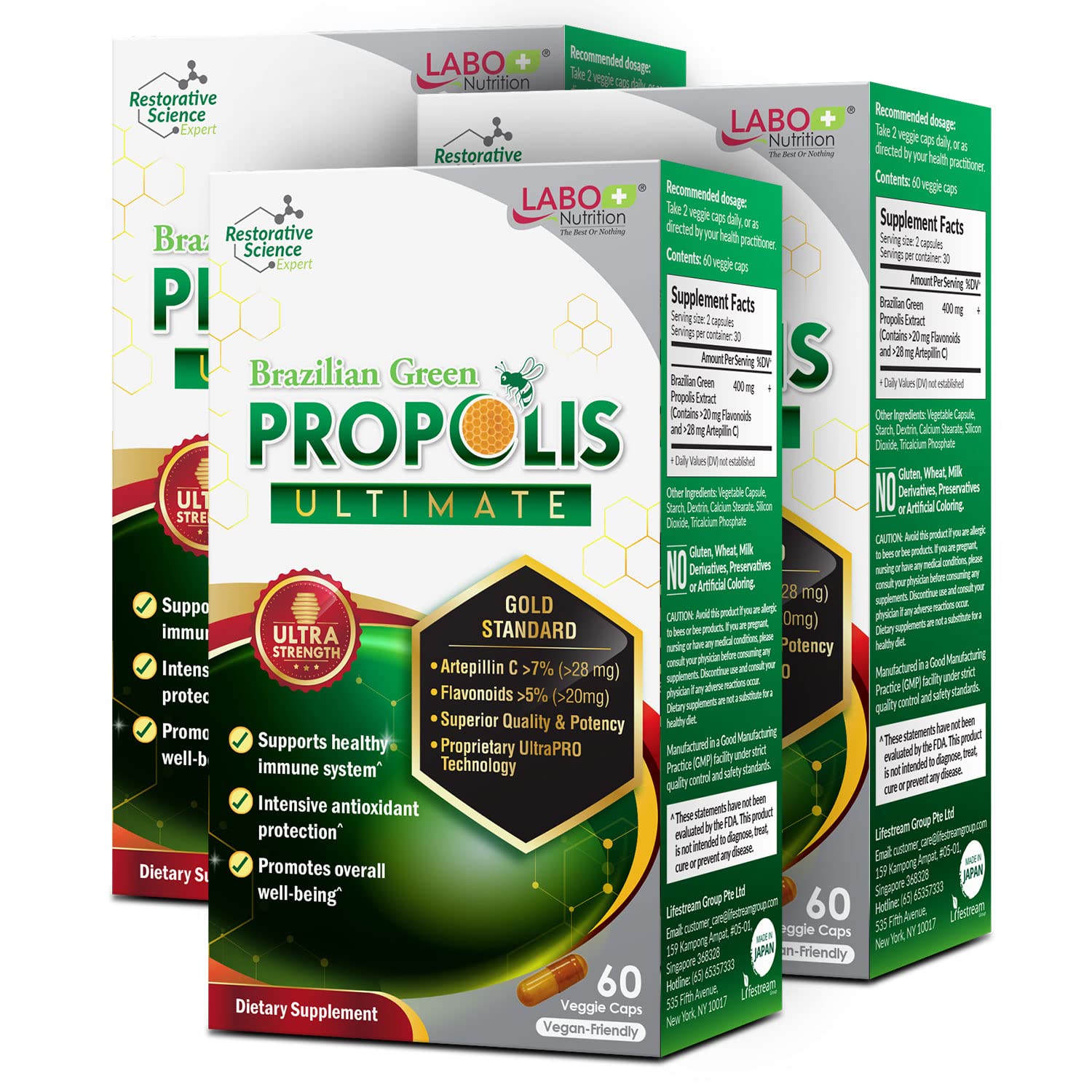 LABO Nutrition Brazilian Green Propolis Ultimate bottle promotes high-potency immune support.