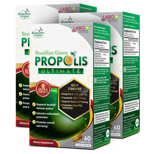 LABO Nutrition Brazilian Green Propolis Ultimate bottle promotes high-potency immune support.