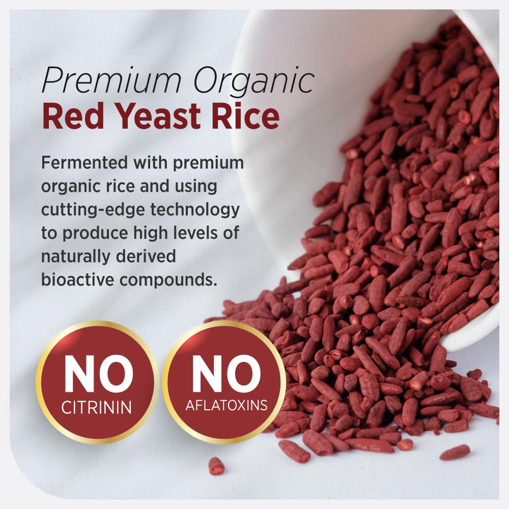 Label highlights citrinin-free and aflatoxin-free assurance for purity.