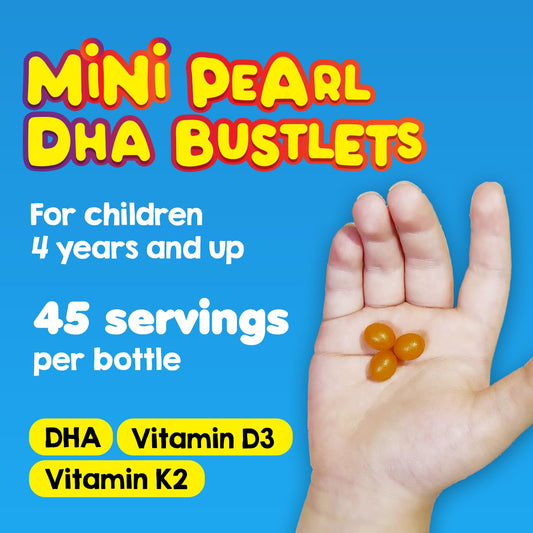 LABO Nutrition Burstlet being chewed by a child, delivering DHA and vitamin D3