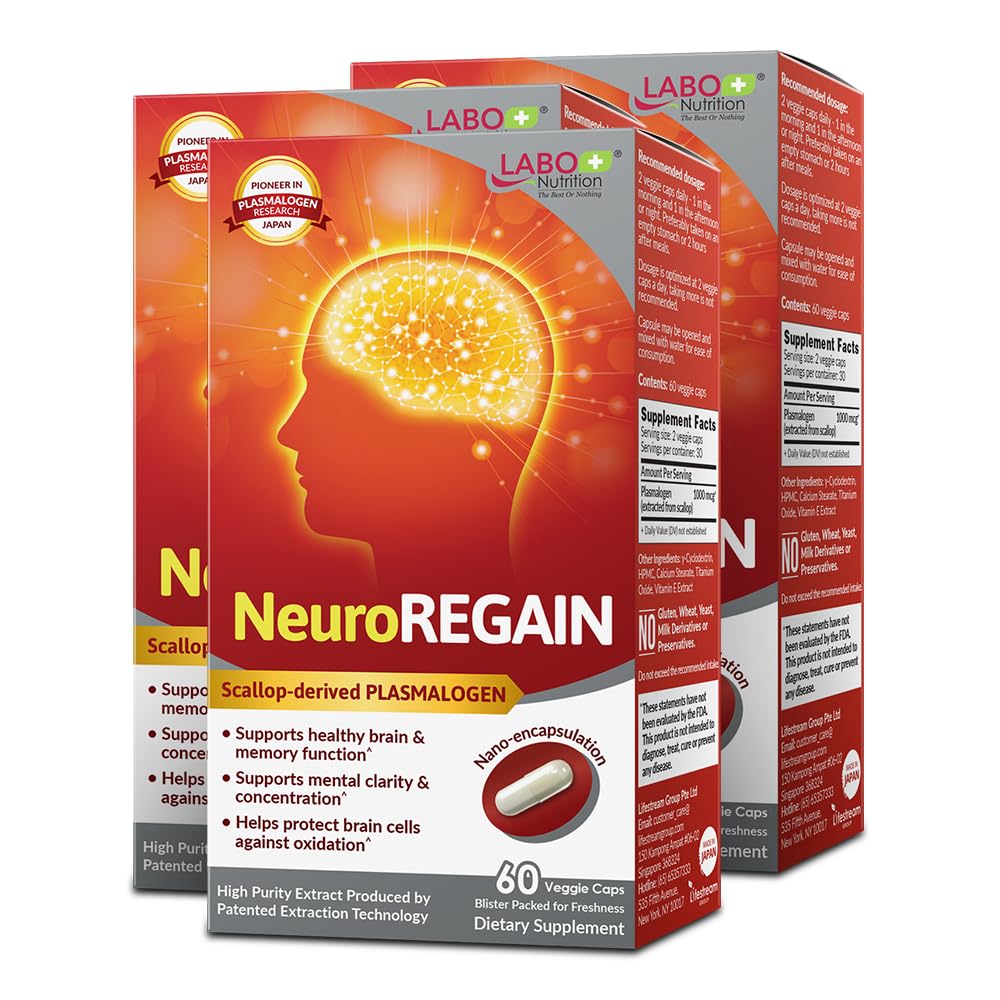 LABO NeuroREGAIN bottle label - plasmalogen for brain support