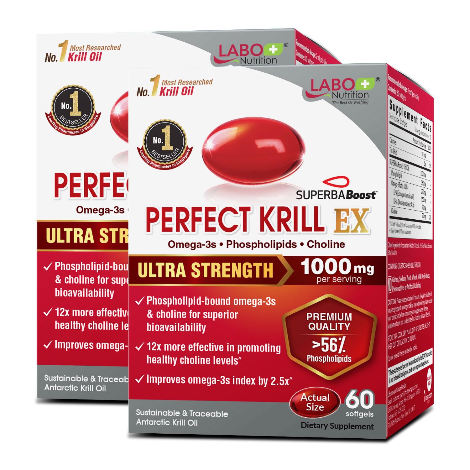 LABO Nutrition Perfect Krill EX bottle, premium omega-3 source for daily support
