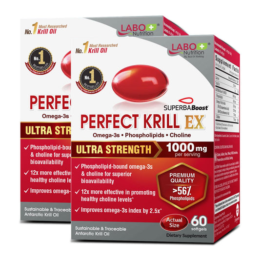 LABO Nutrition Perfect Krill EX bottle, premium omega-3 source for daily support