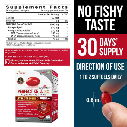 LABO Nutrition Perfect Krill EX softgels, easy swallowing