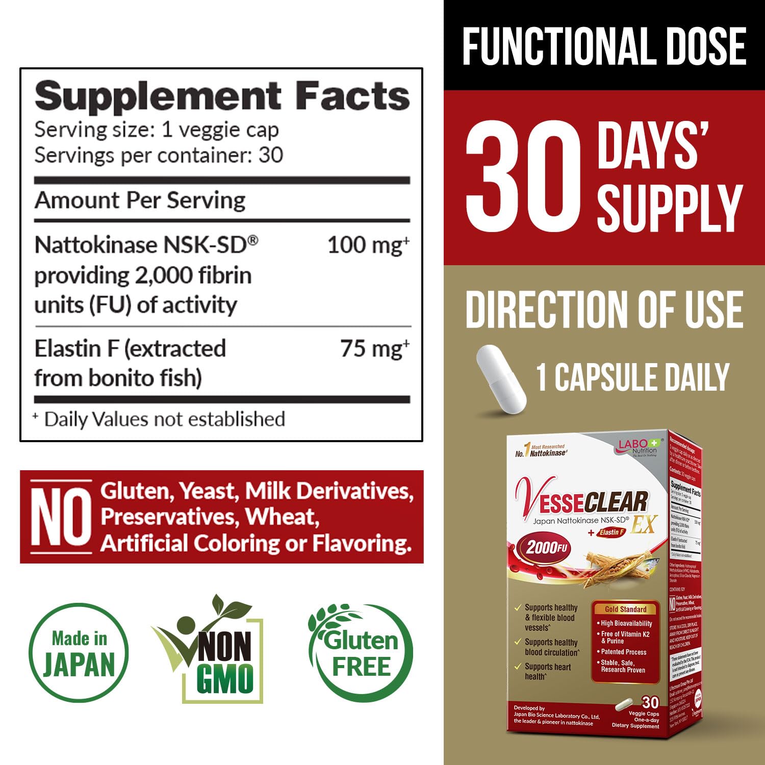 LABO Nutrition VesseCLEAR EX capsules for daily arterial support