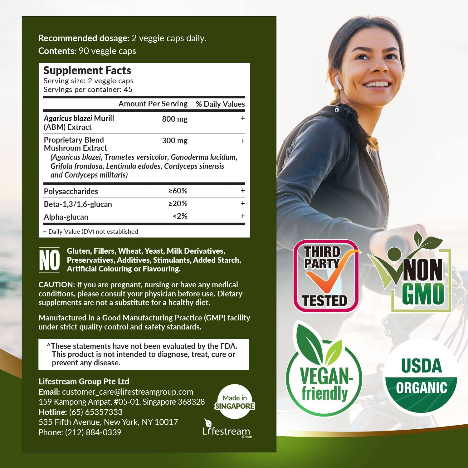 LABO Nutrition Bioactive Organic Agaricus Ultra USDA Organic seal on packaging