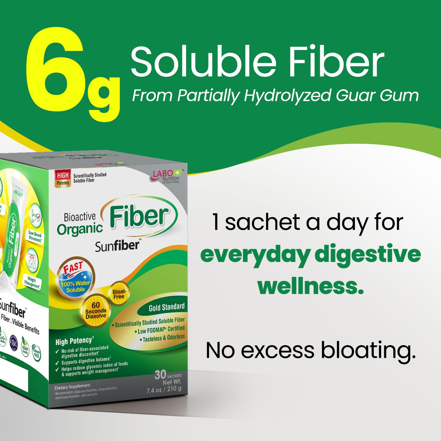 LABO Nutrition Bioactive Organic Fiber bottle view highlights travel-friendly packaging