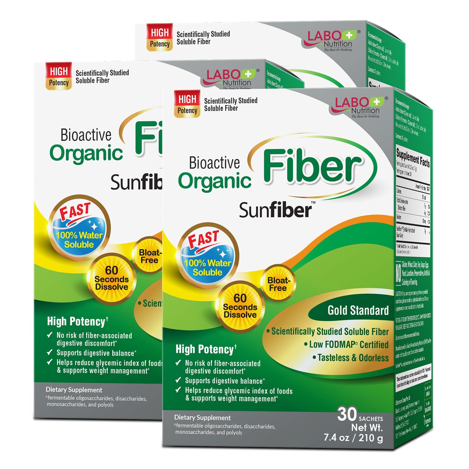 LABO Nutrition Bioactive Organic Fiber Sunfiber PHGG powder dissolves clear for easy daily fiber support