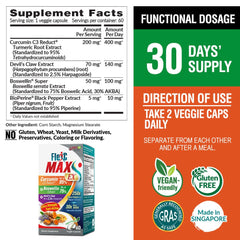 LABO Nutrition FlexC MAX EX back label detailing Curcumin C3 Reduct and Bioperine