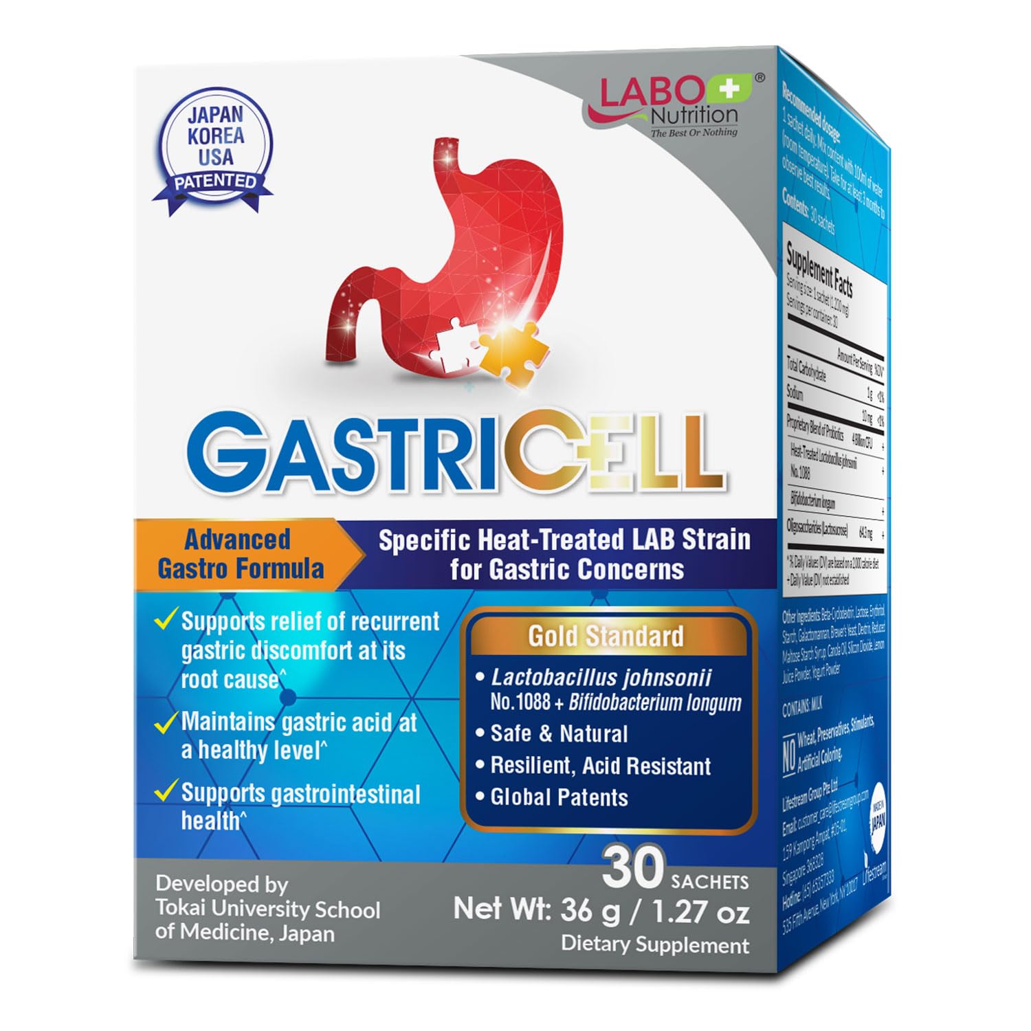 LABO Nutrition GASTRICELL bottle supports digestive balance and daily comfort.