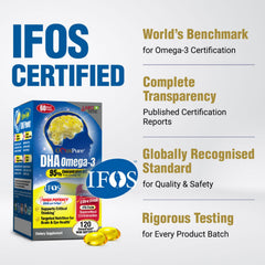 LABO Nutrition OmaxPure bottle label highlights IFOS certification and purity.