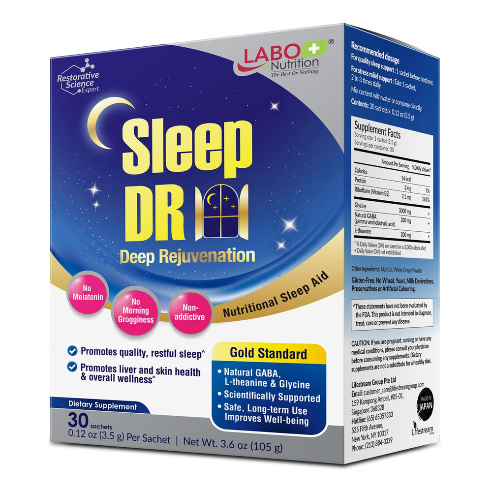 LABO Nutrition Sleep DR bottle front view with melatonin-free sleep support.