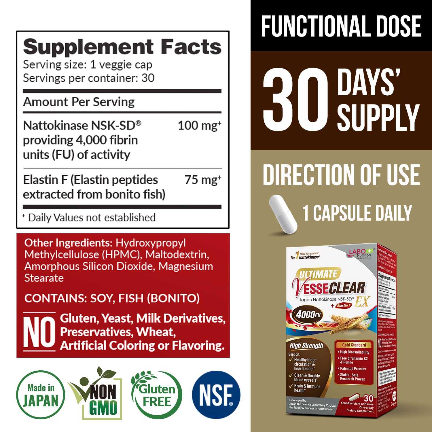 LABO Nutrition Ultimate VesseCLEAR EX capsules ready for daily intake.