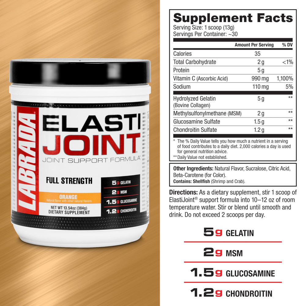 Labrada Elastijoint bottle on kitchen counter ready for daily use.