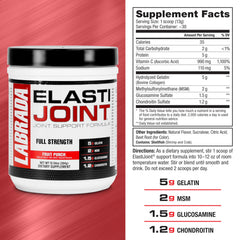 Labrada Elastijoint packaging and nutrition panel emphasizing allergen-free claim.