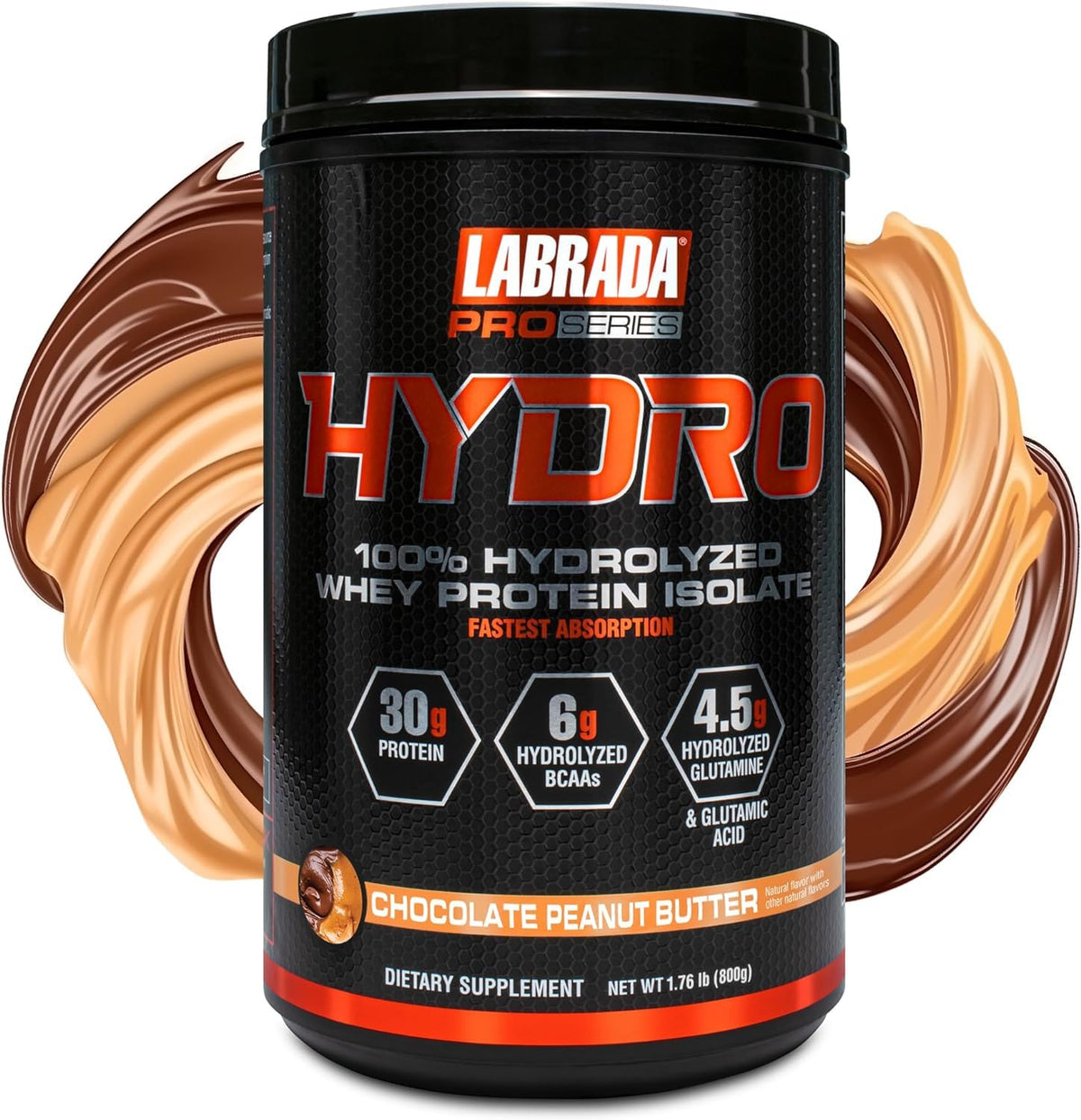 LABRADA Hydro bottle front view showcasing lactose-free protein for post-workout fueling.