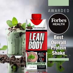 Labrada Lean Body RTD Mint Chocolate pour showing ready-to-drink convenience.
