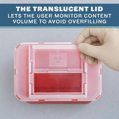 LabXcel free-standing sharps bin remains stable on counters or carts.