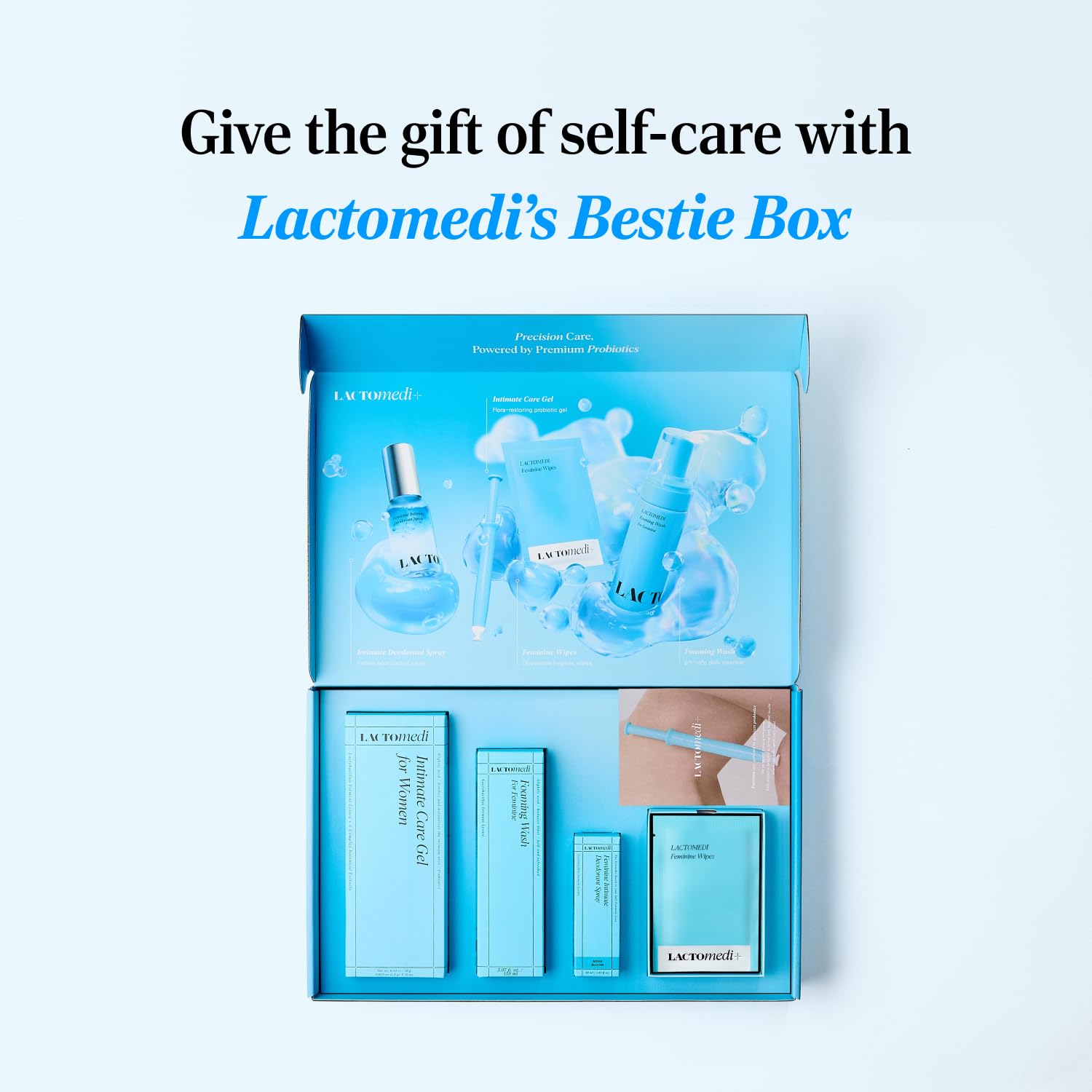 LACTOMEDI Bestie Box ingredient icons explain probiotic-friendly components.