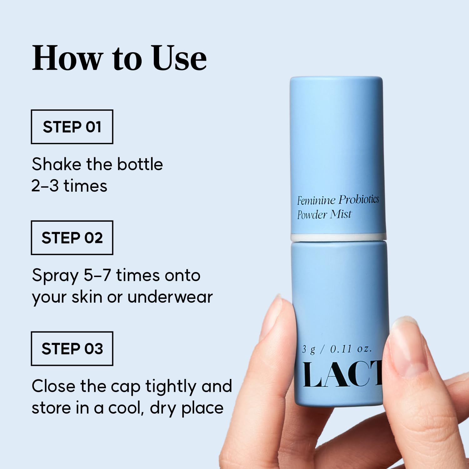 LACTOMEDI on-the-go spray scene illustrates quick routine refresh