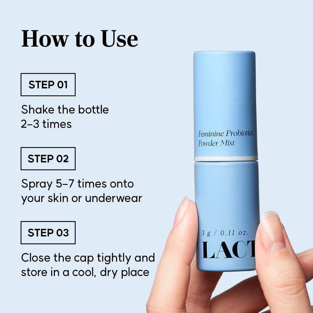 LACTOMEDI on-the-go spray scene illustrates quick routine refresh