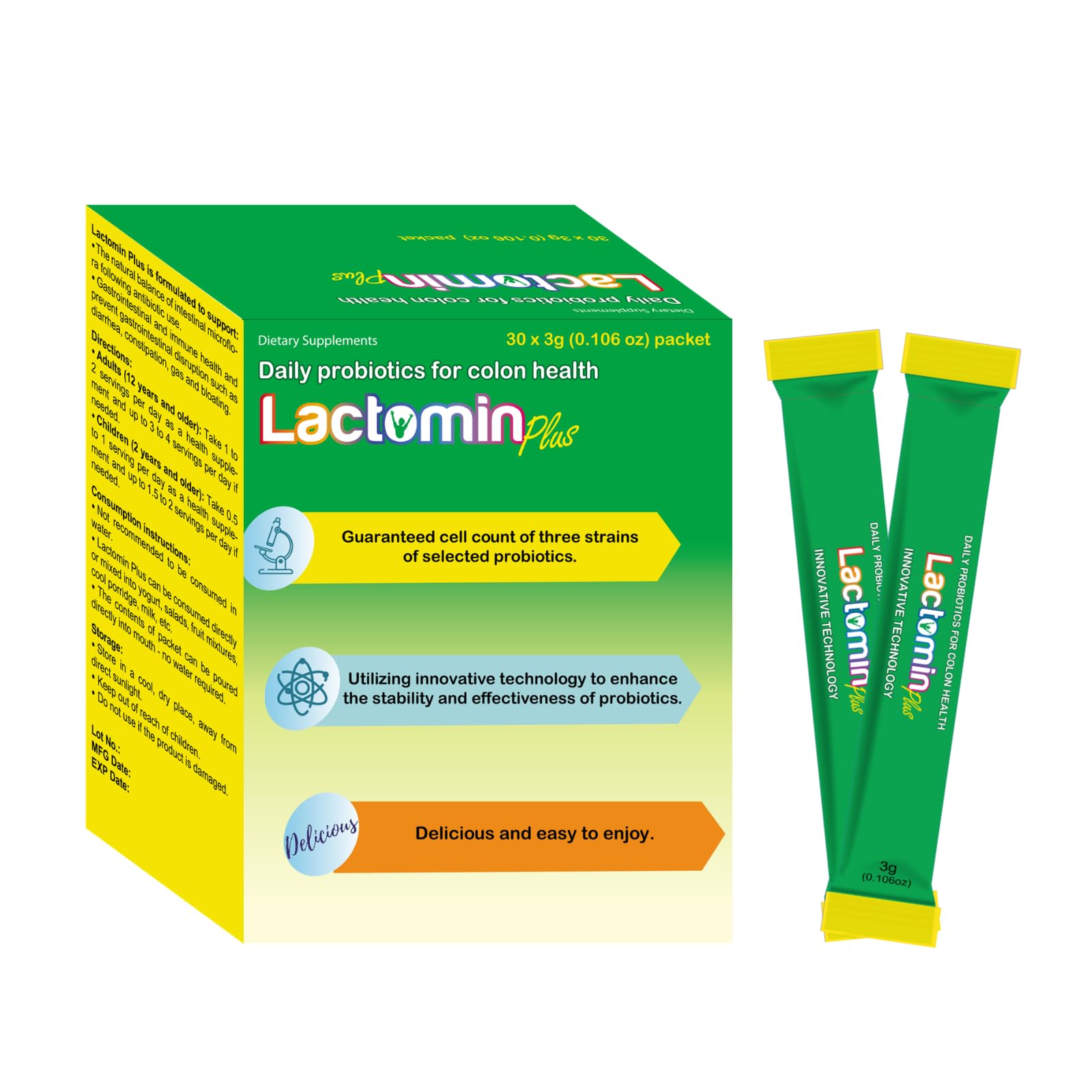 Lactomin Plus vanilla yogurt powder stick for on the go daily probiotic support.