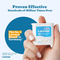 Lactrase 18k lactase tablets highlight high-potency dairy digestion support.
