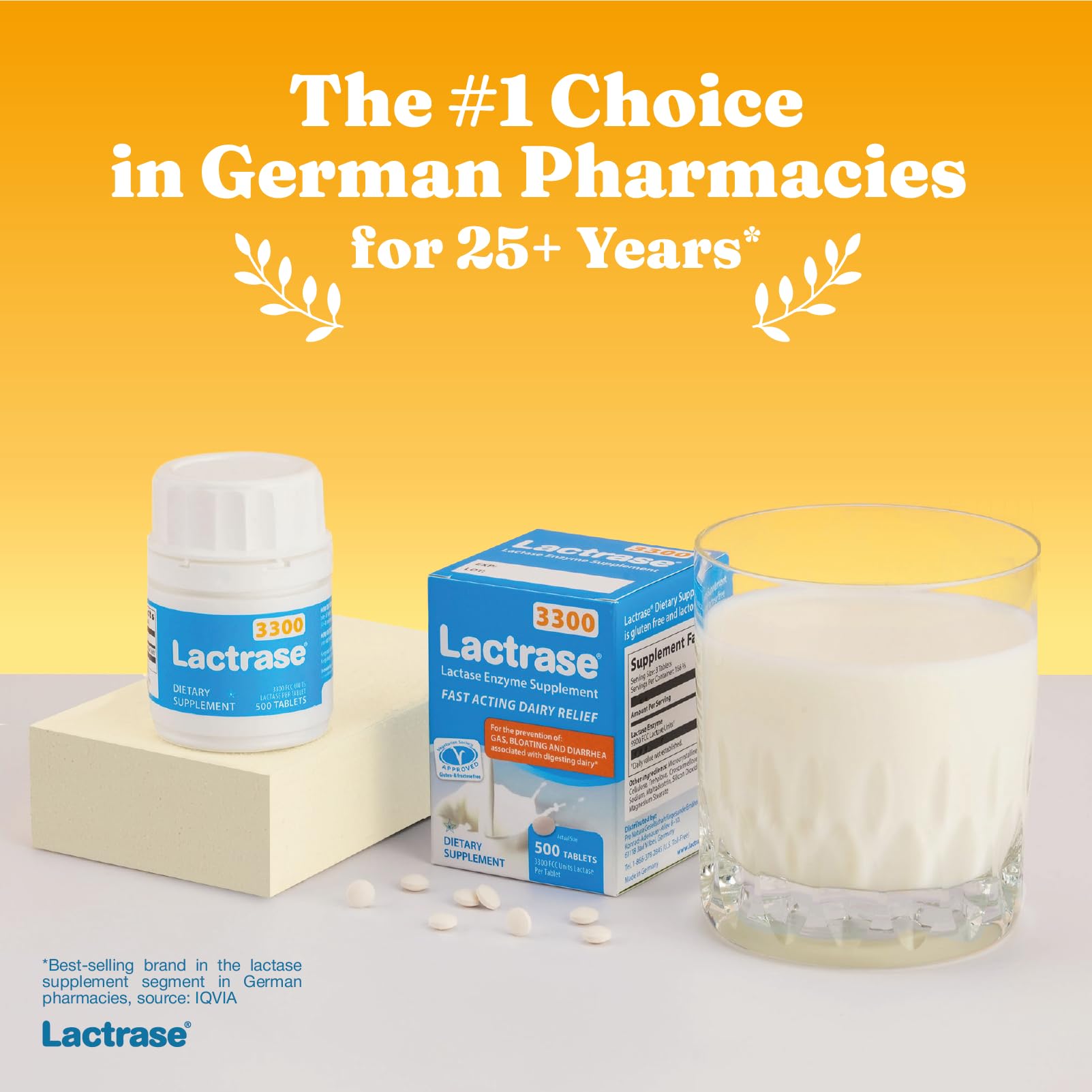 3300 FCC lactase units per tablet for quick dairy digestion